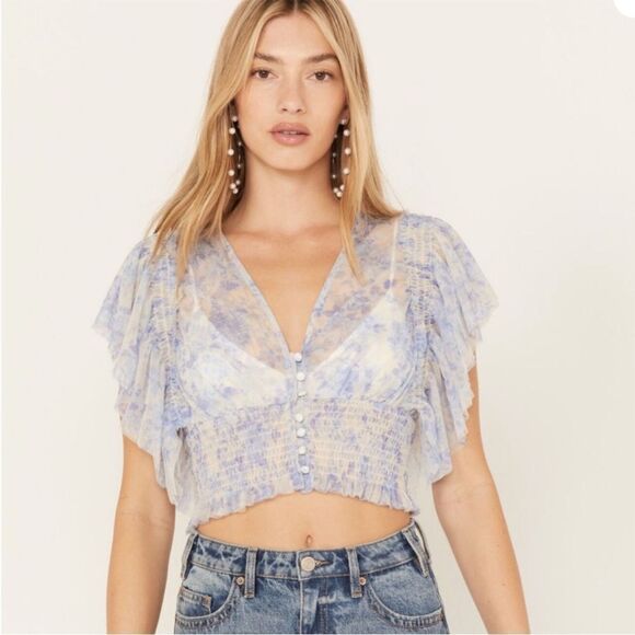 FREE PEOPLE WOMEN'S SUGAR MESH BLOUSE NWT small - Picture 1 of 10